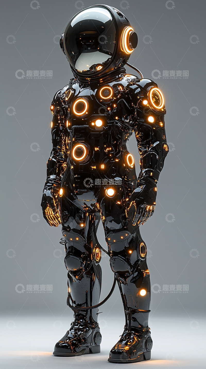 高清大图下载【趣麦麦图】黑色宇航服机器人