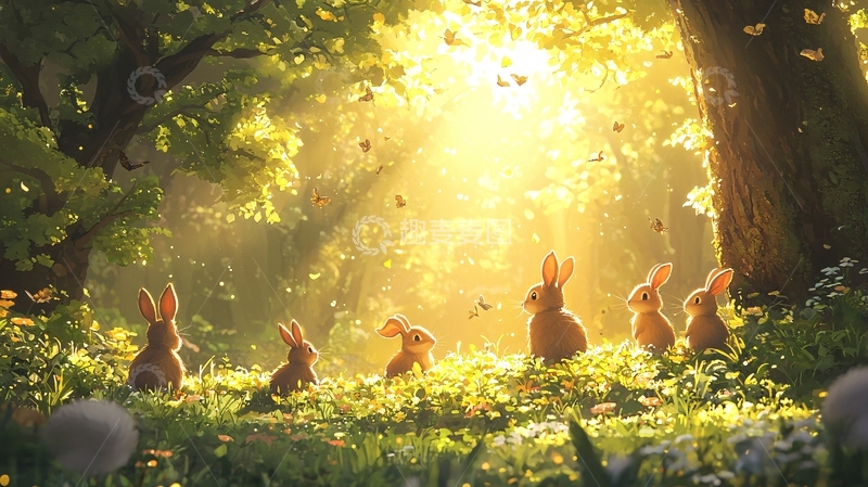 高清大图下载【趣麦麦图】阳光穿过树林