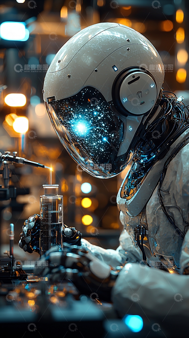 高清大图下载【趣麦麦图】未来感机器人科学家