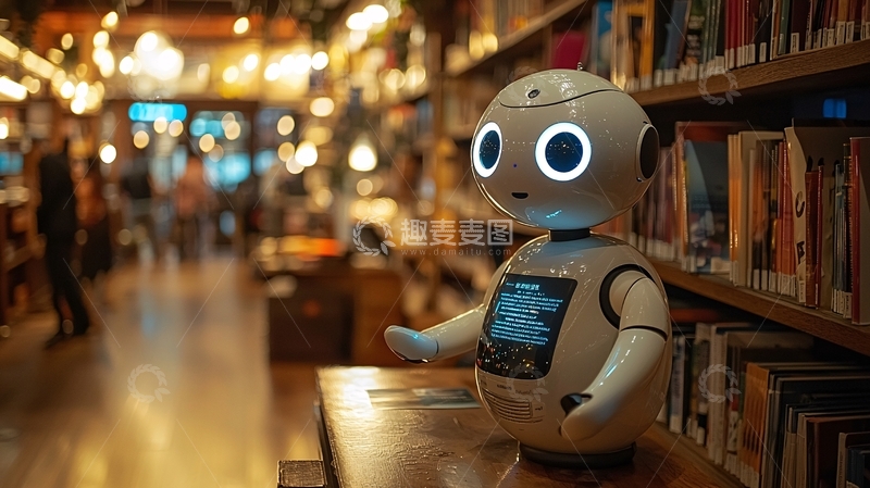 高清大图下载【趣麦麦图】机器人图书馆