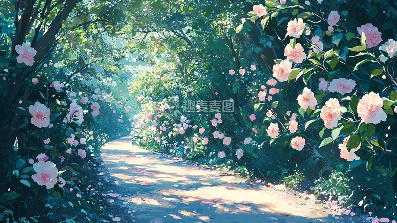 高清大图下载【趣麦麦图】花团锦簇的小路