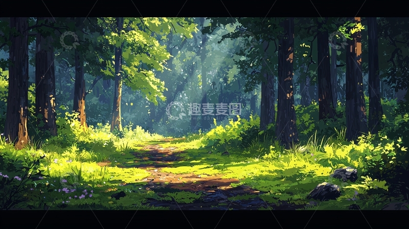 高清大图下载【趣麦麦图】阳光森林小路
