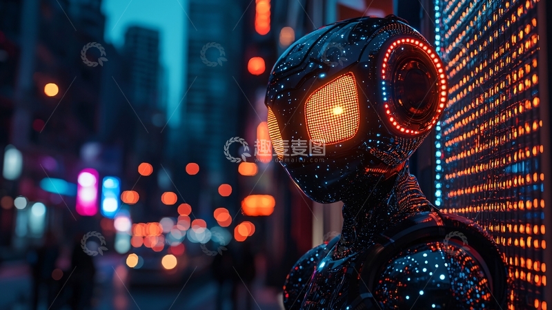 高清大图下载【趣麦麦图】未来都市机器人