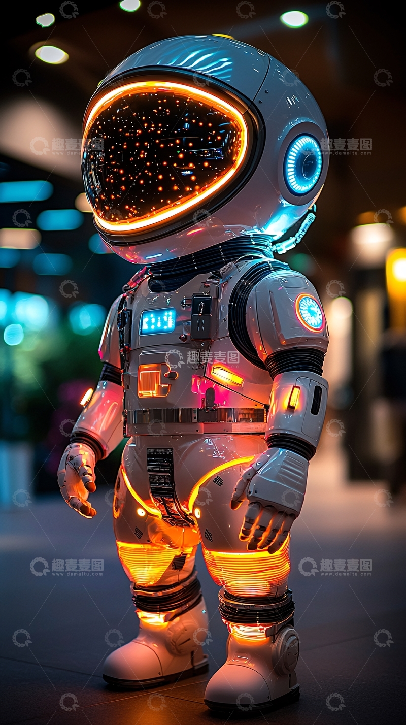 高清大图下载【趣麦麦图】炫酷发光宇航员