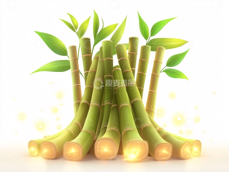 高清大图下载【趣麦麦图】竹子与绿叶的清新组合