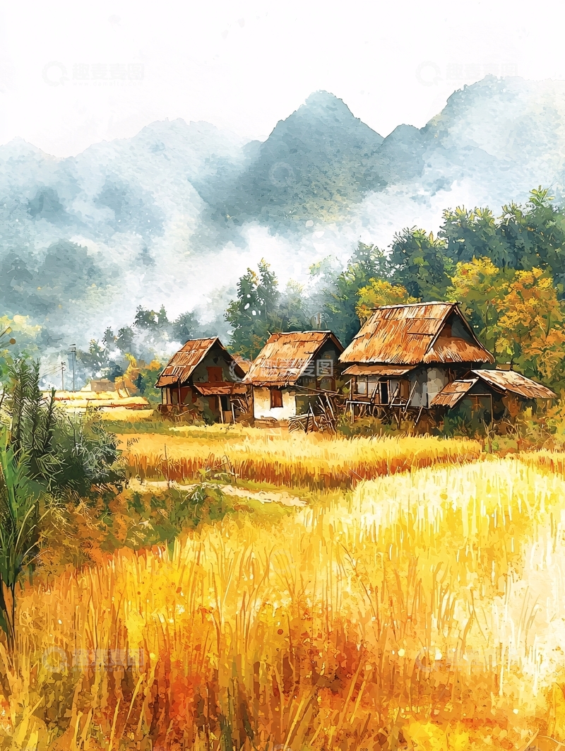 高清大图下载【趣麦麦图】山村秋景