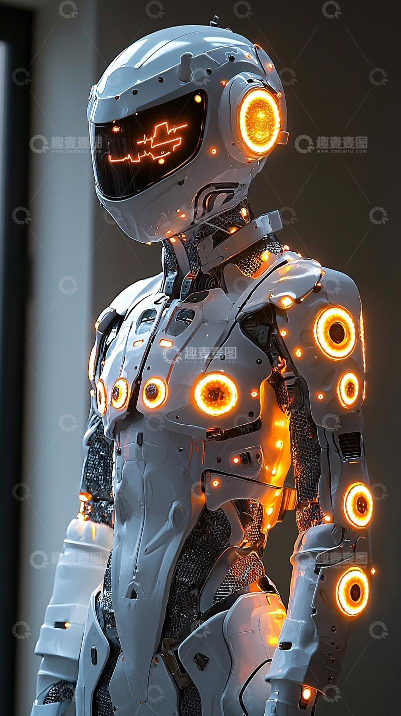 高清大图下载【趣麦麦图】科幻风格白色机器人