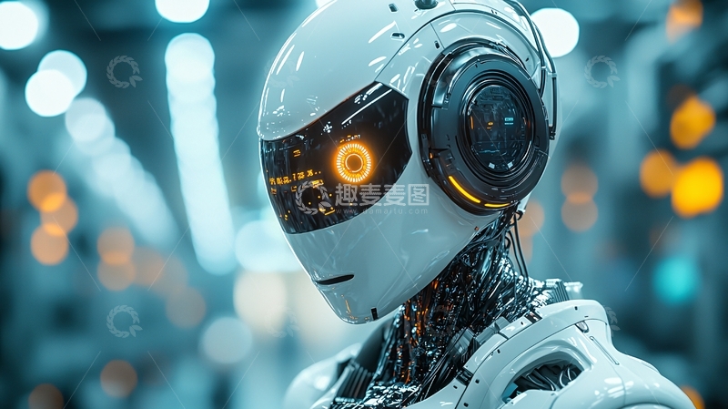高清大图下载【趣麦麦图】未来科技感机器人头部特写
