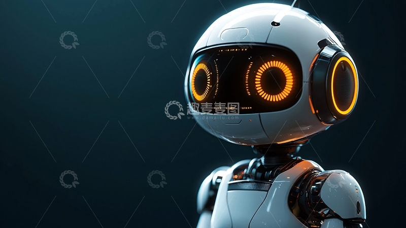 高清大图下载【趣麦麦图】科技感十足的白色小机器人