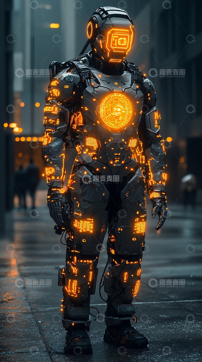 高清大图下载【趣麦麦图】未来都市机甲战士
