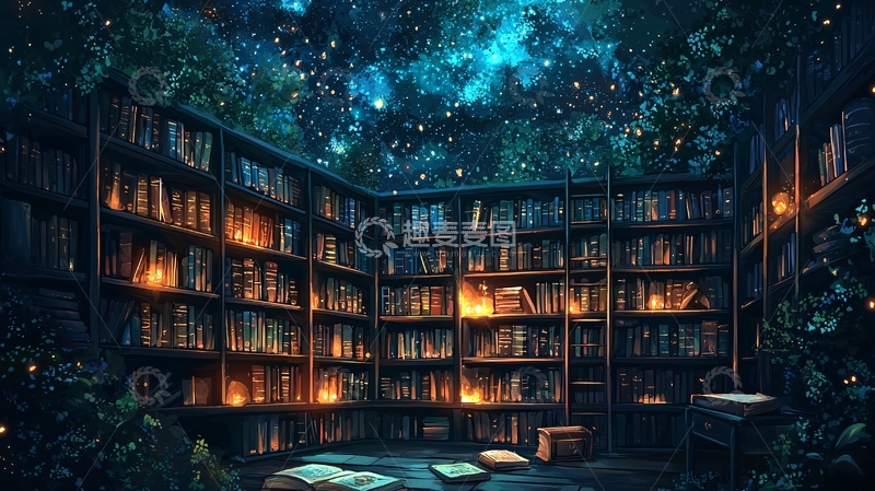 高清大图下载【趣麦麦图】星空图书馆