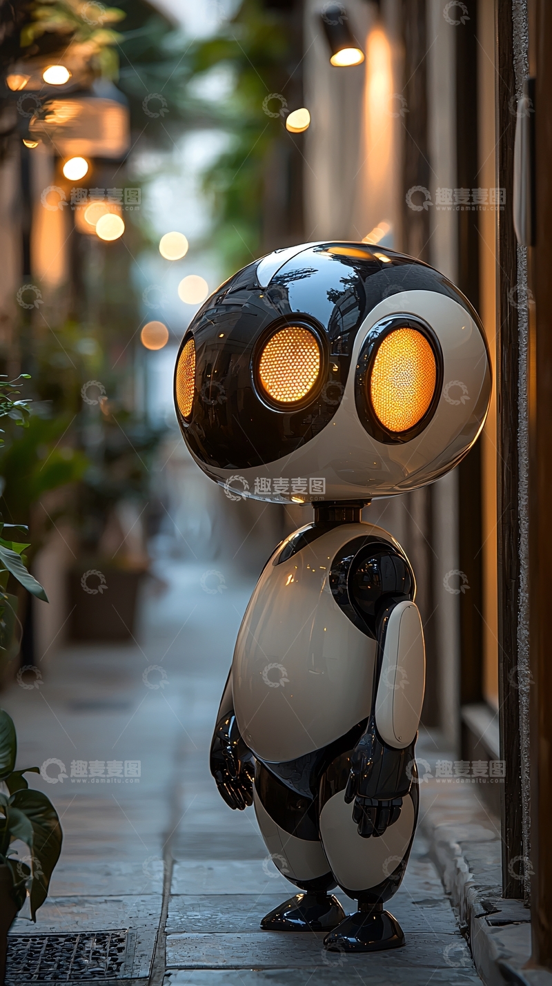 高清大图下载【趣麦麦图】小巧可爱机器人街景