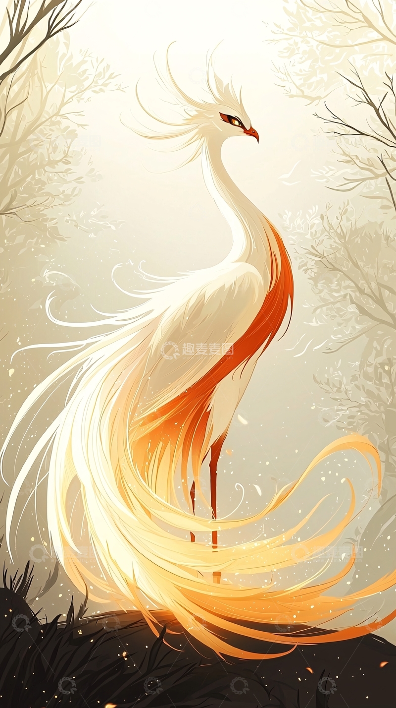 高清大图下载【趣麦麦图】金色光芒下的神鸟