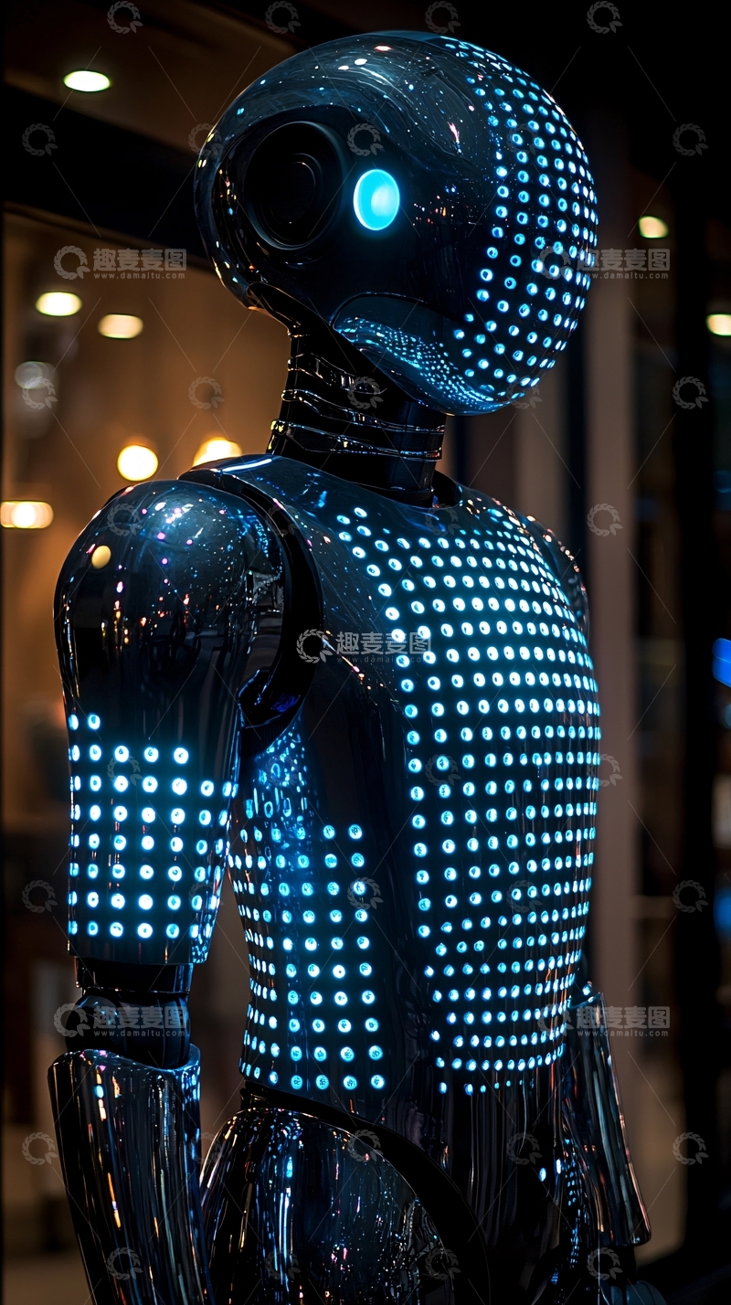 高清大图下载【趣麦麦图】蓝色灯光机器人