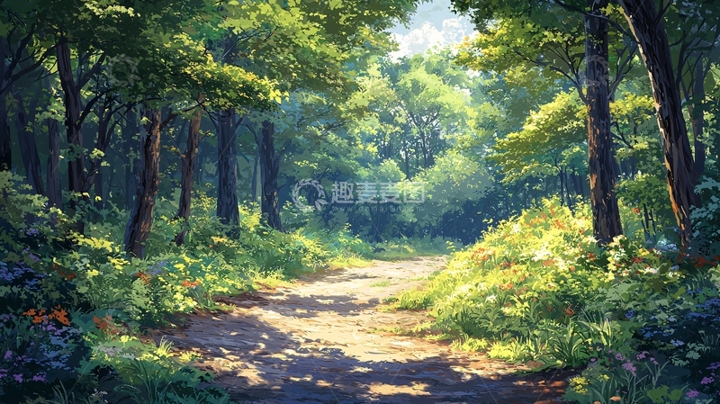 高清大图下载【趣麦麦图】阳光森林小路