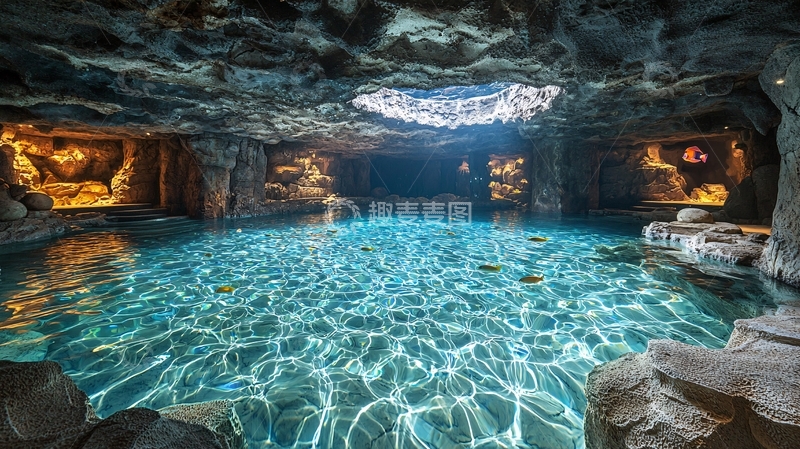 高清大图下载【趣麦麦图】洞穴泳池