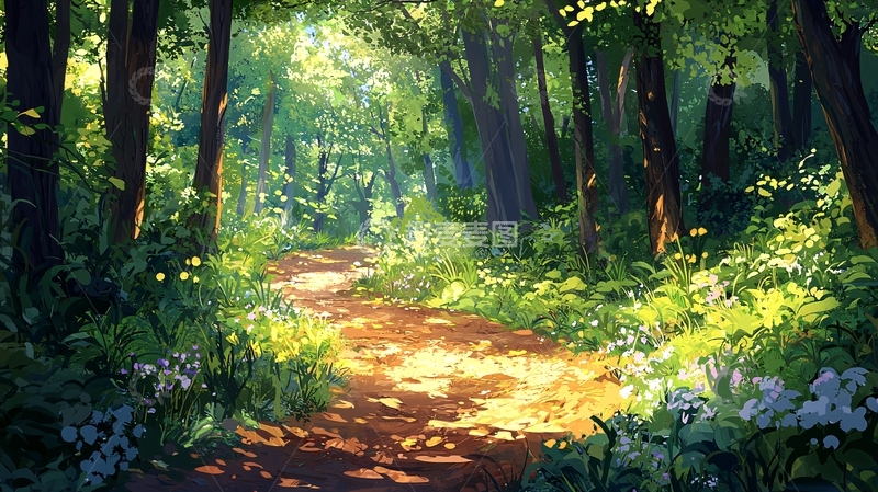 高清大图下载【趣麦麦图】阳光森林小路