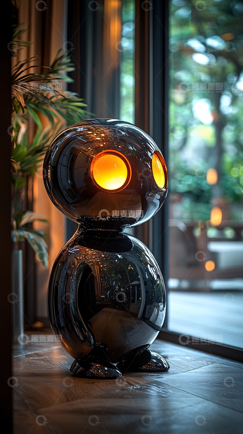 高清大图下载【趣麦麦图】黑色亮面卡通人物台灯