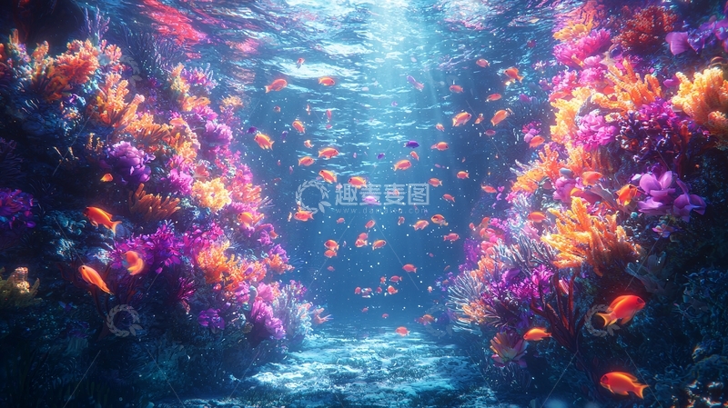 高清大图下载【趣麦麦图】海底珊瑚礁鱼群景色