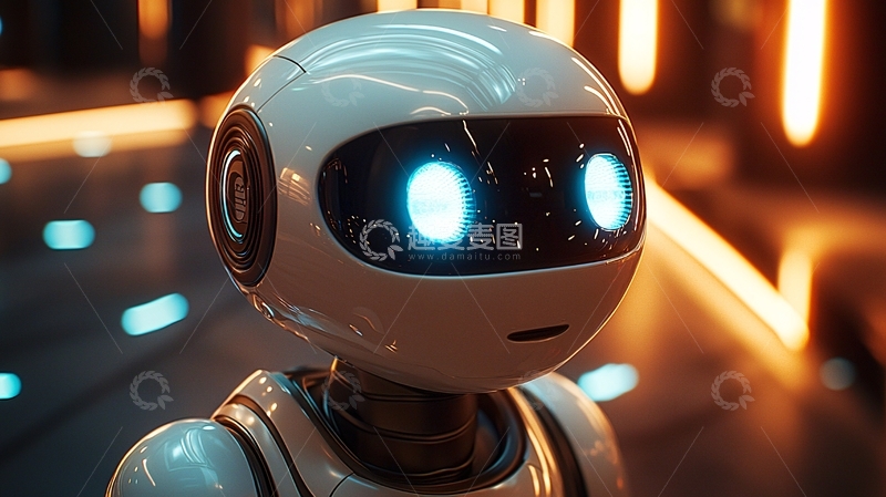 高清大图下载【趣麦麦图】未来感白色机器人