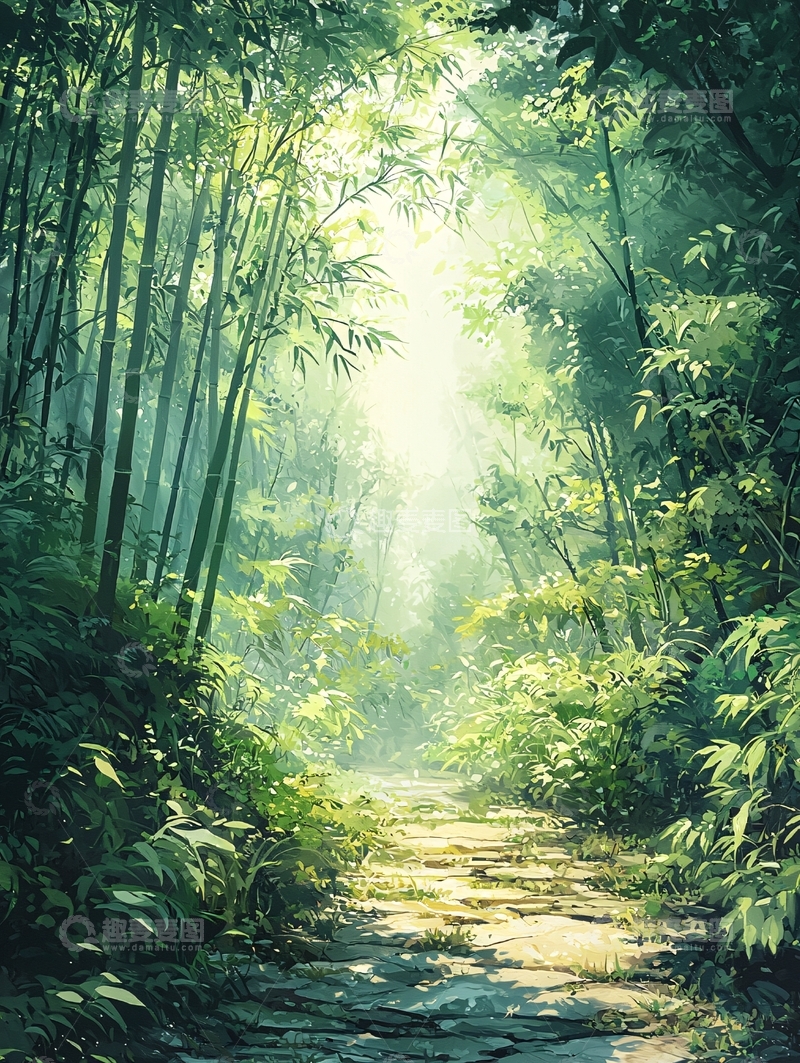 高清大图下载【趣麦麦图】森林小路阳光洒下
