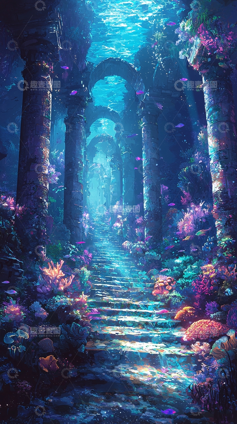 高清大图下载【趣麦麦图】水下古代遗迹