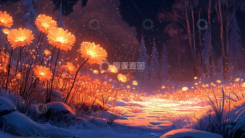 高清大图下载【趣麦麦图】发光的花朵