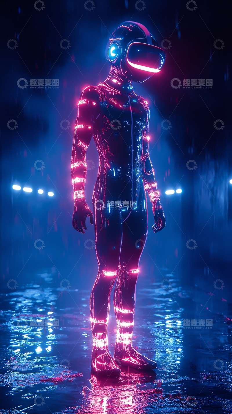 高清大图下载【趣麦麦图】霓虹灯光下的未来战士