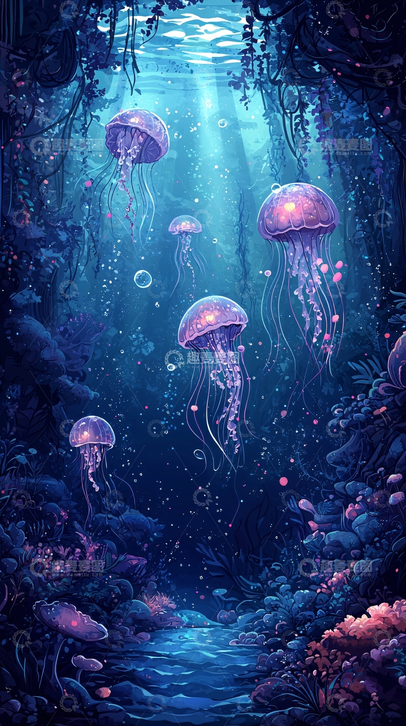 高清大图下载【趣麦麦图】海底世界梦幻水母