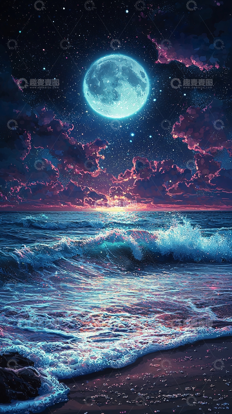 高清大图下载【趣麦麦图】梦幻星空大海