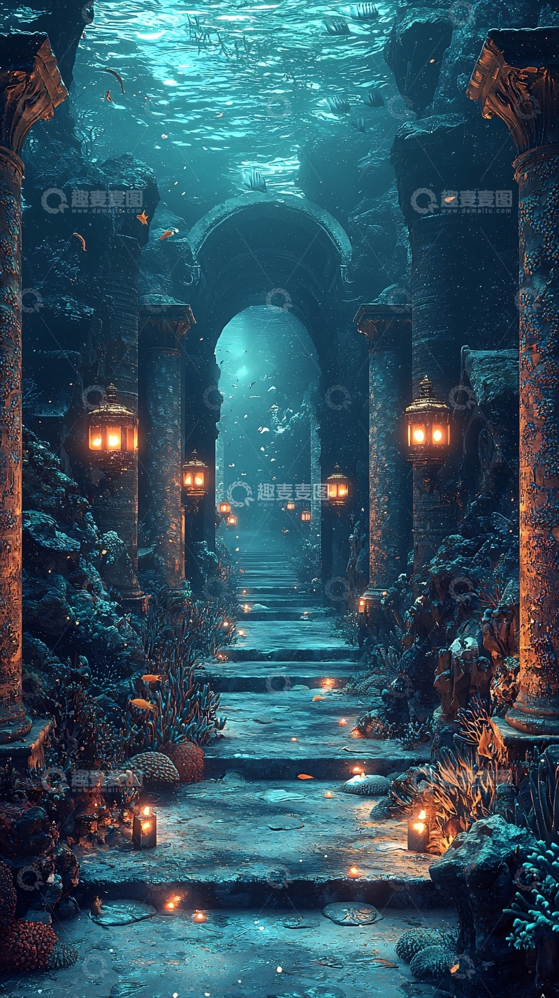 高清大图下载【趣麦麦图】海底古城