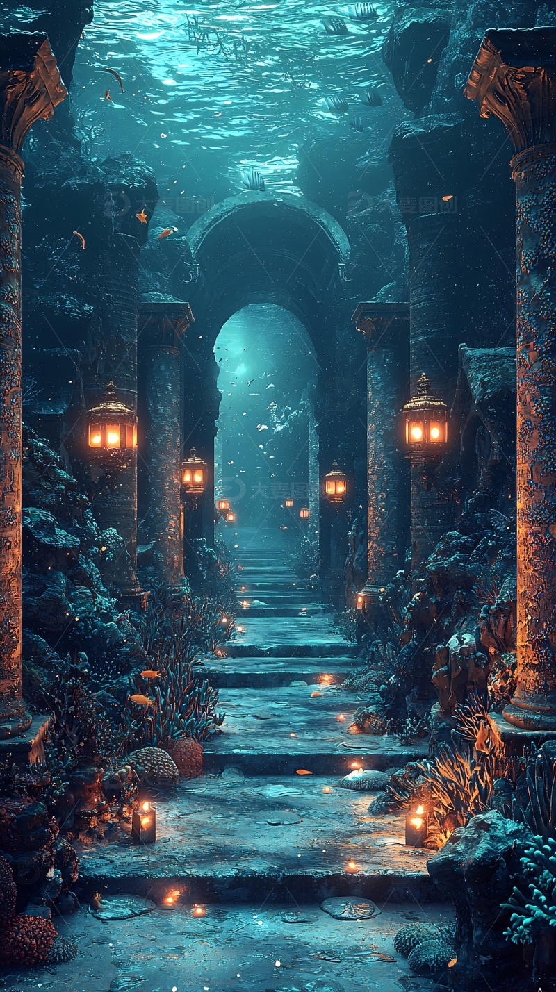 高清大图下载【趣麦麦图】海底古城