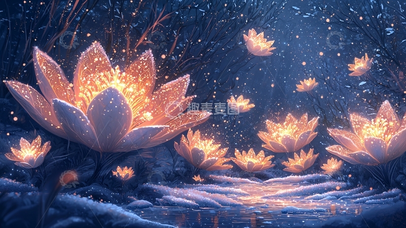 高清大图下载【趣麦麦图】梦幻冰雪莲花
