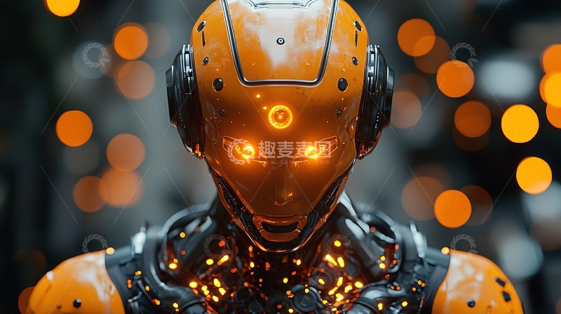 高清大图下载【趣麦麦图】橙色机器人