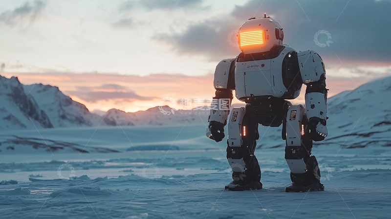 高清大图下载【趣麦麦图】极地冰原上的白色机器人