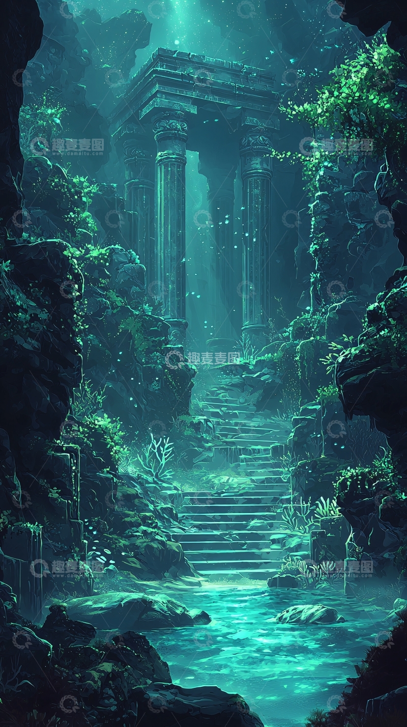 高清大图下载【趣麦麦图】海底废墟