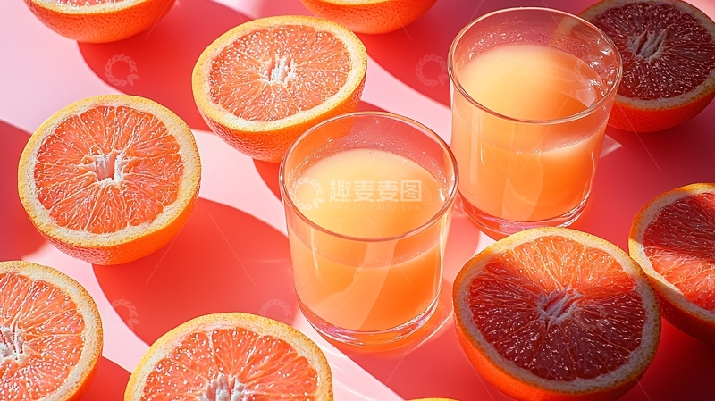 高清大图下载【趣麦麦图】新鲜多汁的西柚饮品