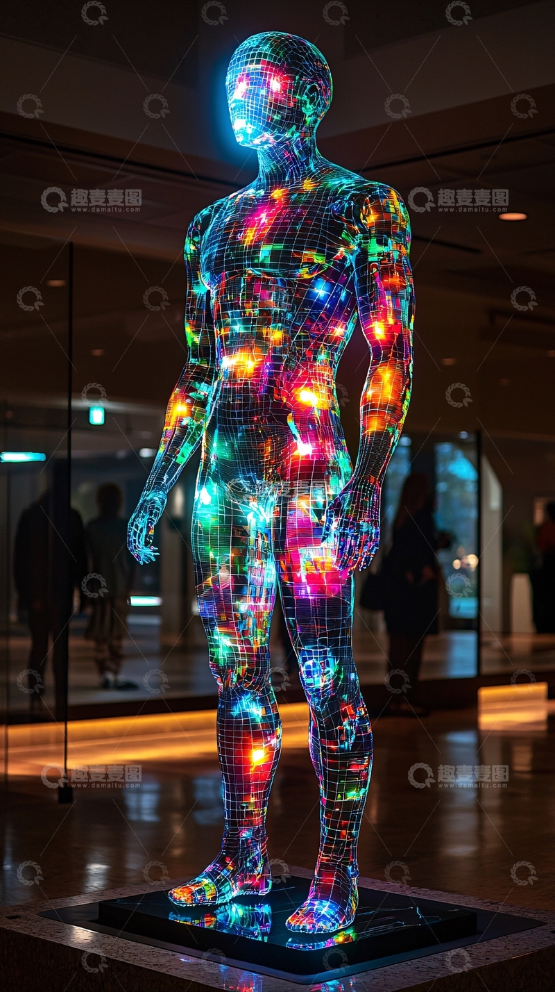 高清大图下载【趣麦麦图】发光人体雕塑