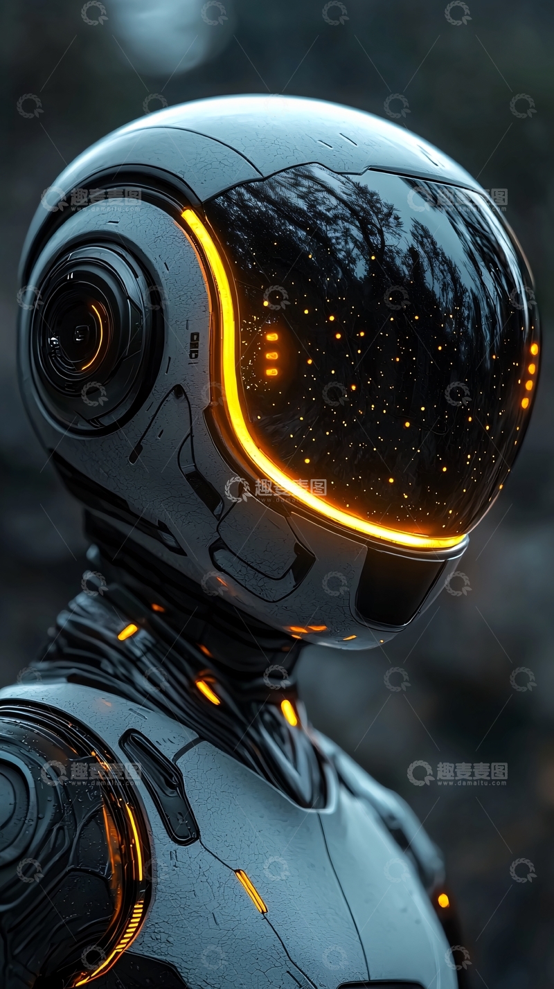 高清大图下载【趣麦麦图】未来科技感机器人头盔