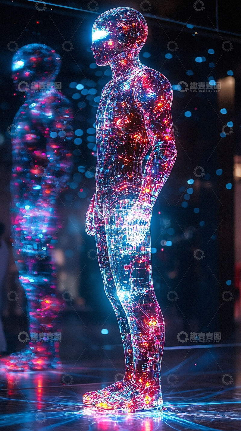 高清大图下载【趣麦麦图】透明发光人体