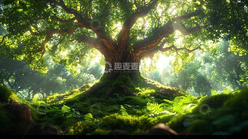 高清大图下载【趣麦麦图】阳光穿透森林大树