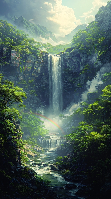 山间瀑布