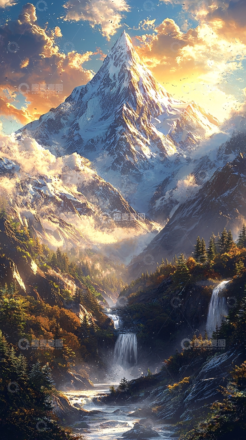 高清大图下载【趣麦麦图】雪山日出68