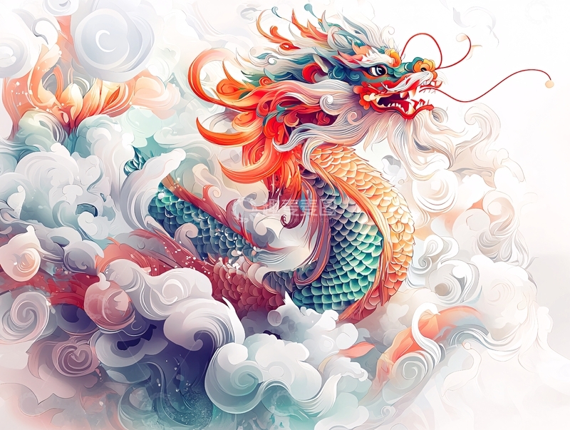 高清大图下载【趣麦麦图】祥云瑞气腾龙图