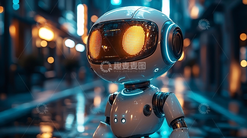 高清大图下载【趣麦麦图】未来都市小机器人
