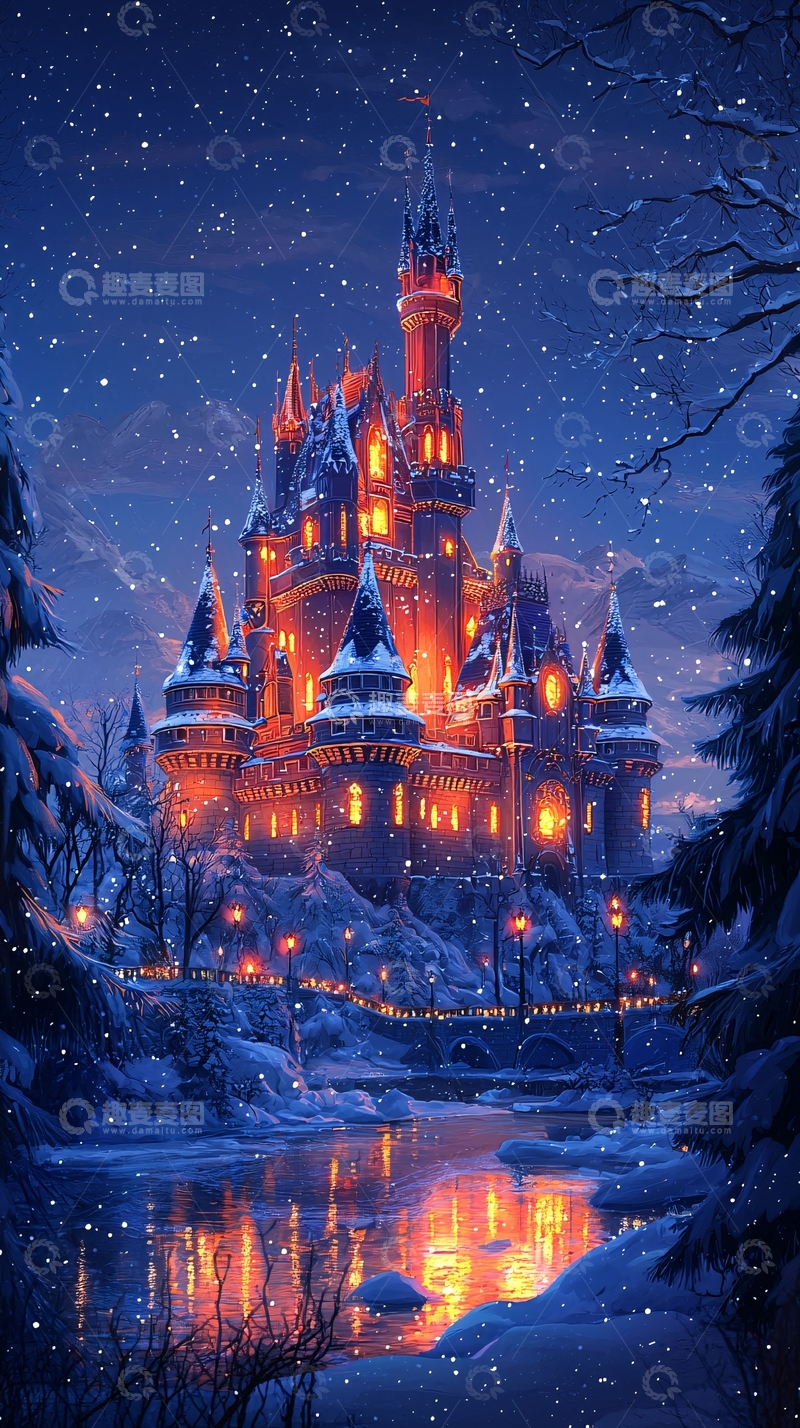 高清大图下载【趣麦麦图】雪夜城堡