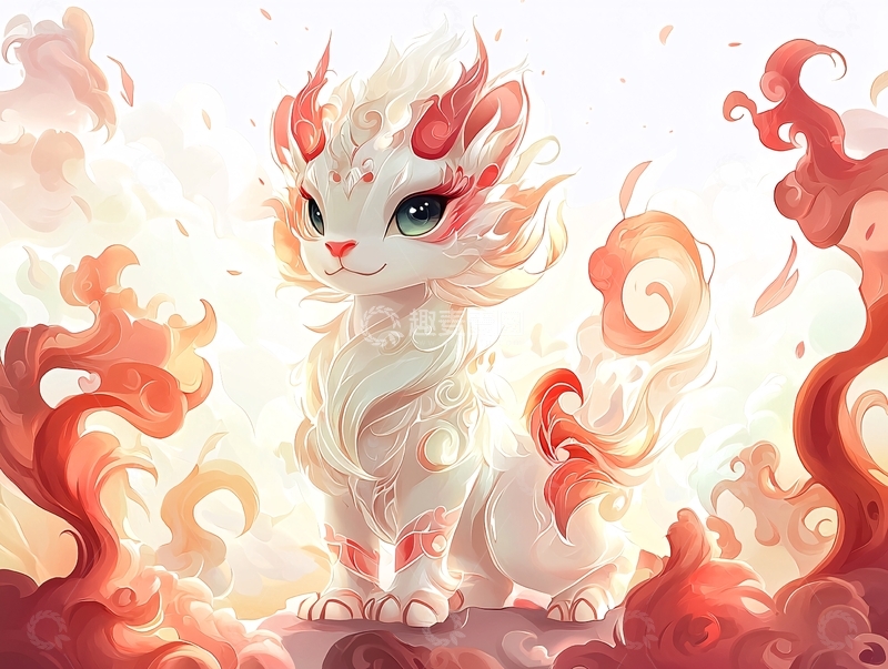 高清大图下载【趣麦麦图】白色神兽幼崽