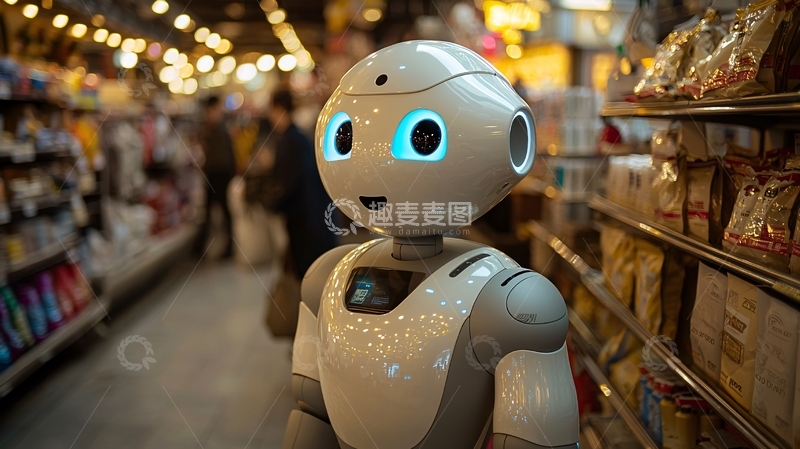 高清大图下载【趣麦麦图】超市机器人