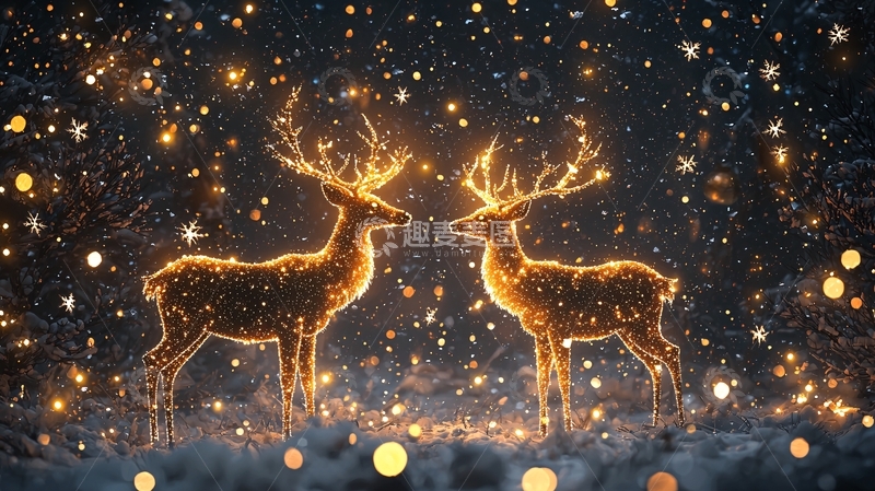 高清大图下载【趣麦麦图】圣诞节驯鹿