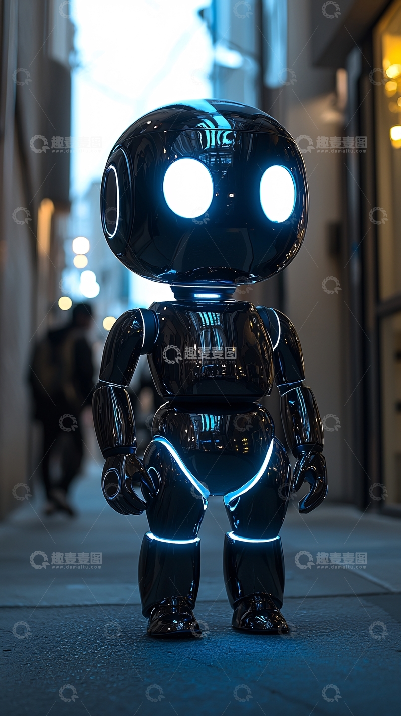 高清大图下载【趣麦麦图】未来都市小机器人